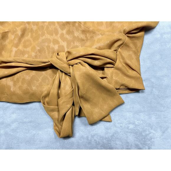 Anthropologie Current Air XS Tie Open Back Wrap Blouse Golden Leopard Print NWT - Picture 7 of 13